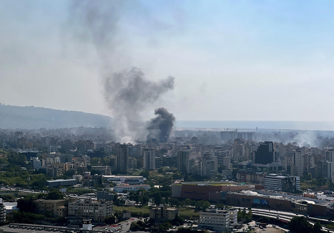Smoke rises over Beirut’s southern suburbs and their surroundings after strikes, as seen from Sin El Fil, Lebanon on Oct. 3, 2024. (Reuters)