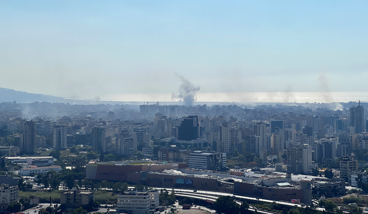 Smoke rises over Beirut's southern suburbs after strikes, amid the ongoing hostilities between Hezbollah and Israeli forces, as seen from Sin El Fil, Lebanon October 5, 2024. (REUTERS)
