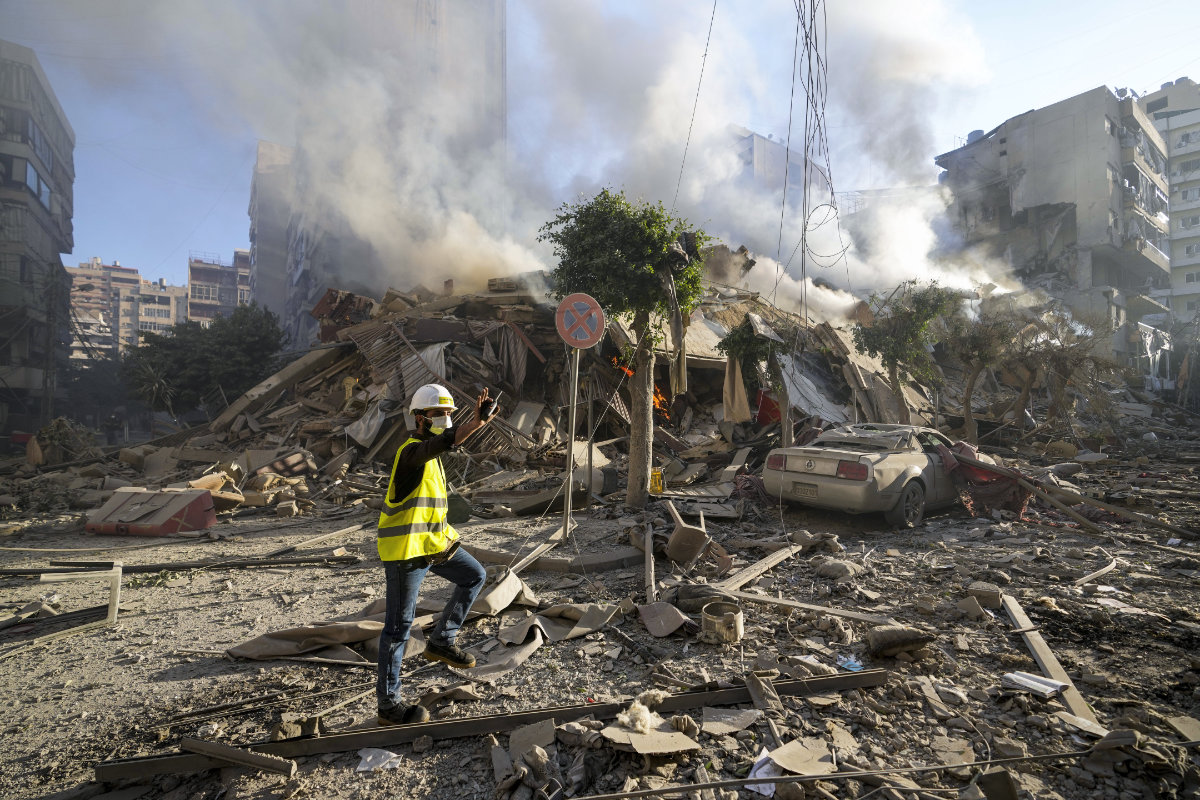 Smoke rises from the site of an Israeli airstrike in Dahiyeh, Beirut, Lebanon, on Oct. 3, 2024. (AP)