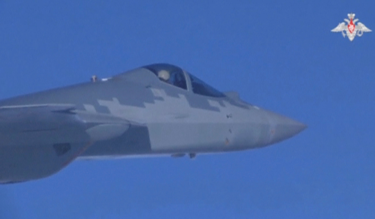 A still image, taken from a video footage and released by Russia's Defence Ministry on November 19, 2018, shows a Sukhoi Su-57 jet fighter during a flight in Syria. (REUTERS)