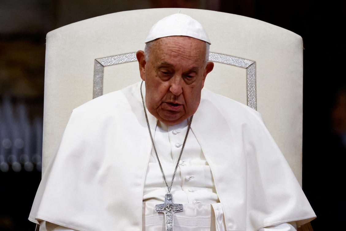 Pope Francis holds general prayers for peace at the Papal Basilica of Saint Mary Major (Santa Maria Maggiore) on the eve of the anniversary of the October 7 attack on Israel, amid the Israel-Hamas conflict, in Rome, Italy, October 6, 2024. (File/Reuters)