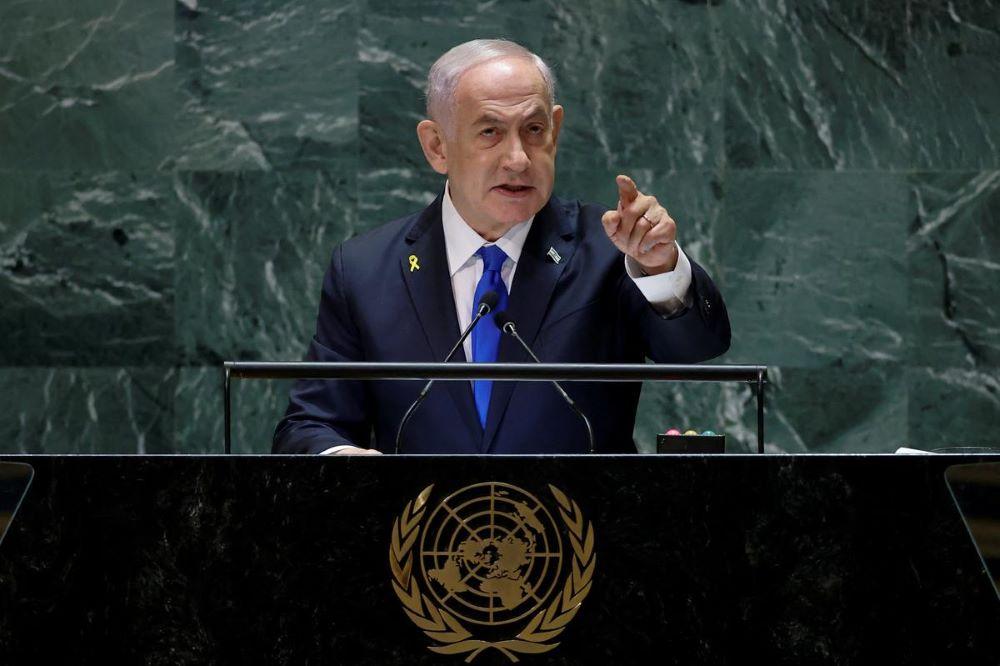 Israel’s Prime Minister Benjamin Netanyahu addresses the 79th United Nations General Assembly at UN headquarters in New York, on September 27, 2024. (Reuters)