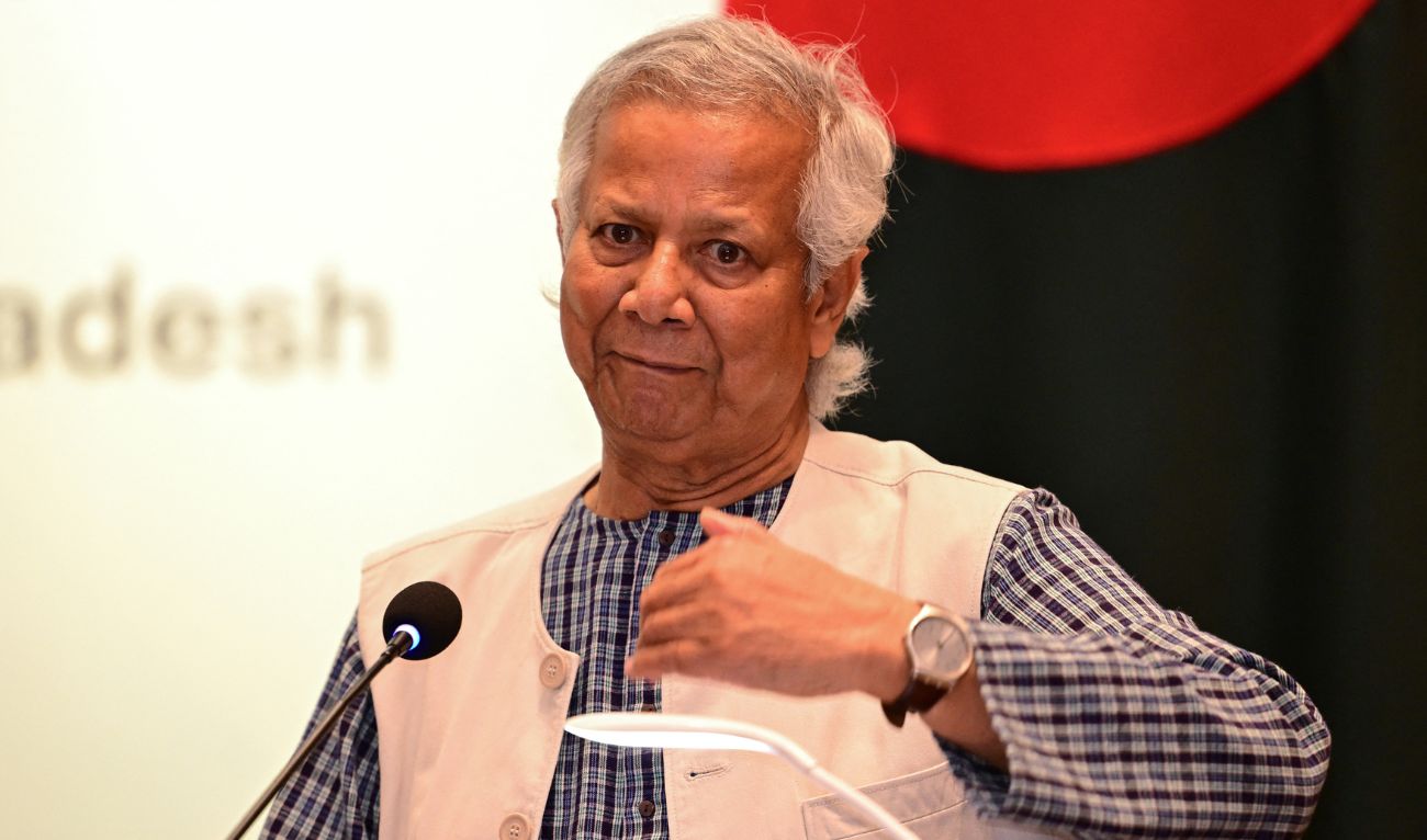 Bangladesh's Chief Adviser of the interim Government Muhammad Yunus speaks during a joint press conference with Anwar Ibrahim, Prime Minister of Malaysia, in Dhaka on October 4, 2024. (AFP/File)