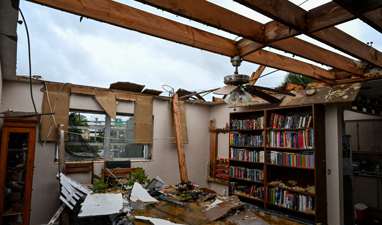 A house is seen after it was hit by a tornado in Fort Myers, Florida on October 9, 2024, as Hurricane Milton approaches. (AFP)