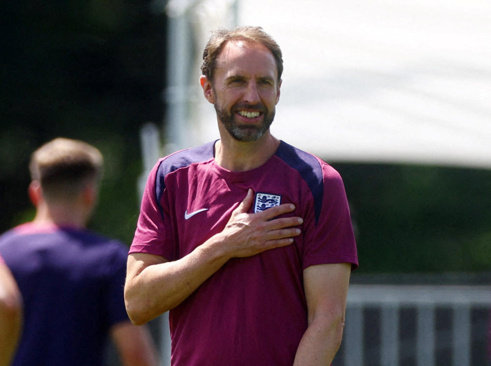 England manager Gareth Southgate during training at Euro 2024 in Blankenhain, Germany on Jul. 9, 2024. (Reuters/File)
