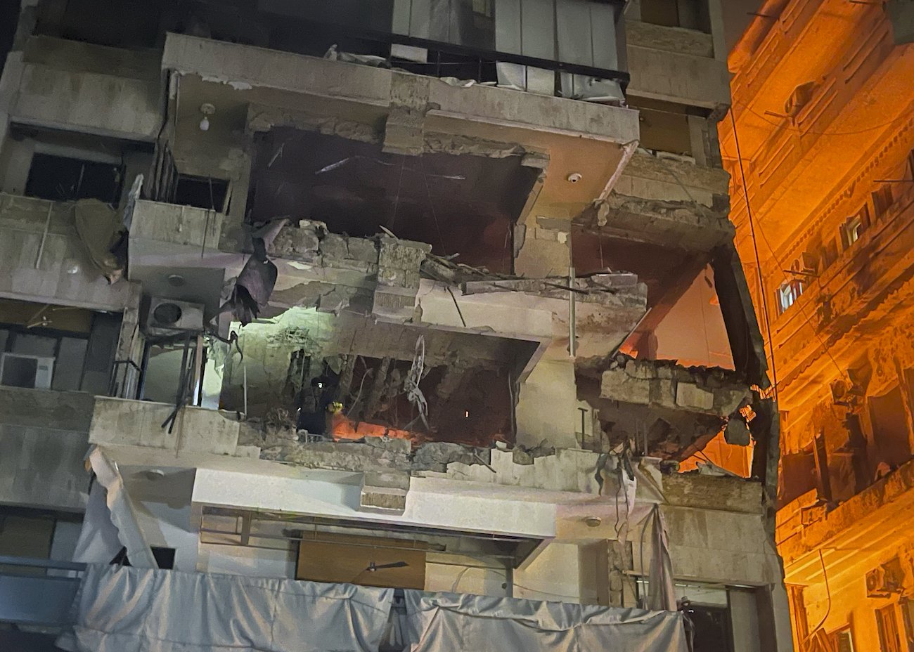 A building is destroyed after being hit by an Israeli airstrike in central Beirut, Lebanon, Thursday, Oct. 10, 2024. (AP)