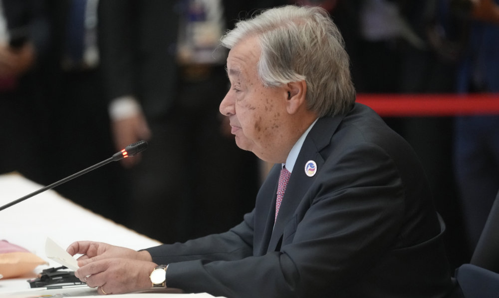 UN Secretary-General Antonio Guterres attends the 14th ASEAN-UN Summit in Vientiane, Laos, Friday, Oct. 11, 2024. (AP)