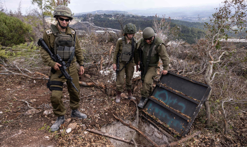This picture taken on October 13, 2024 shows what the Israeli army said is a Hezbollah attack tunnel during a controlled embed organised by the Israeli military in southern Lebanon's Naqoura region near the border with Israel. (AFP)