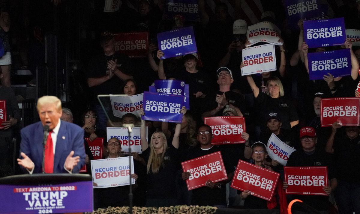 Republican presidential nominee and former US President Donald Trump speaks during a campaign rally in Prescott Valley, Arizona, US, October 13, 2024. (Reuters)