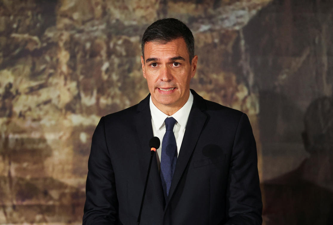 Spain's Prime Minister Pedro Sanchez speaks during a press conference on the day of the Euro-Mediterranean Summit (EU-MED9) in a resort near Paphos, Cyprus. (File/Reuters)