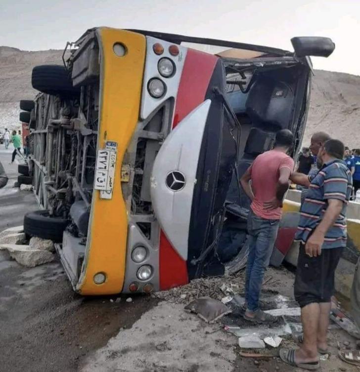 A bus carrying university students crashed and overturned on a highway in northeastern Egypt, killing 12 people, the health ministry said Monday night. (Social media)