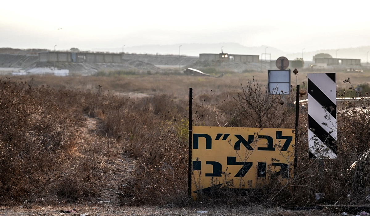 A Hebrew sign shows the direction to a military base, the scene of where a drone from Lebanon attacked Israel, amid cross-border hostilities between Hezbollah and Israel, in Binyamina, Israel, October 14, 2024. Lebanon's Hezbollah claimed responsibility for the attack. (REUTERS)