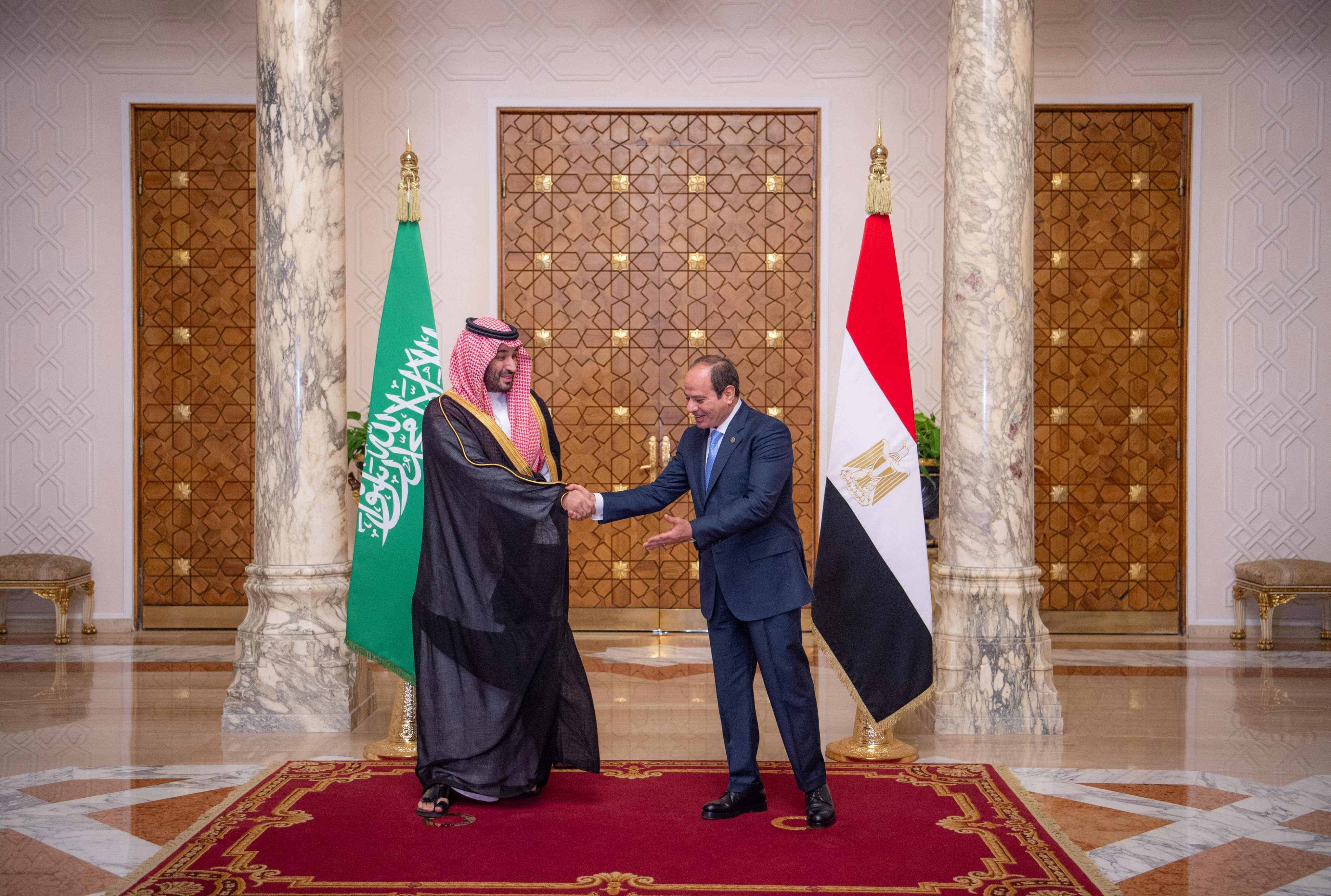 Saudi Crown Prince Mohammed bin Salman and Egyptian President Abdel Fattah El-Sisi in Cairo on Oct. 15. SPA