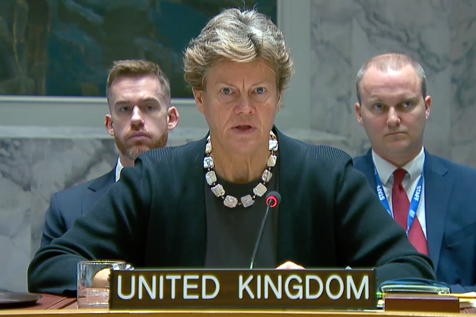 Barbara Woodward, Britain’s permanent representative to the UN, said at a Security Council session that the UK supported the call for the emergency meeting, with a focus on urgent steps needed to alleviate the suffering of civilians in the region. (Screenshot/UNTV)