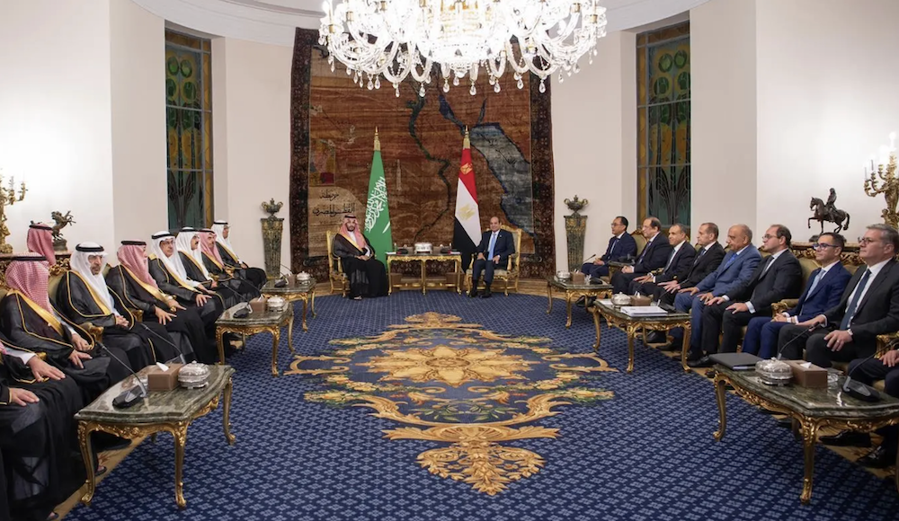 Joint statement followed an official visit to the North African nation by Crown Prince Mohammed bin Salman the previous day, during which he held wide-ranging talks with President Abdel Fattah El-Sisi. (SPA)