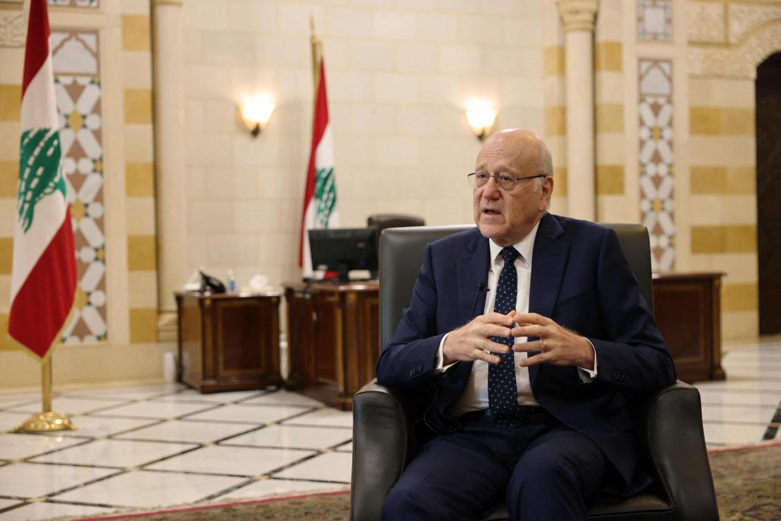 Prime Minister Najib Mikati said that negotiating to implement UN resolution 1701 was a matter for the Lebanese state. (AFP)