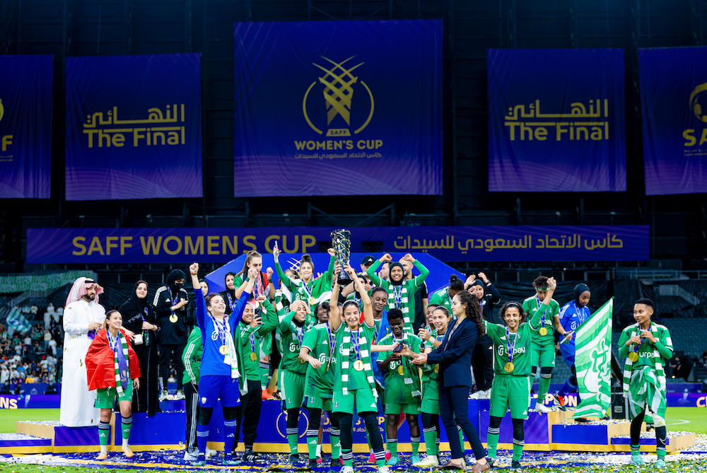 Al-Ahli won the inaugural edition of the SAFF Women’s Cup in March 2024 after beating Al-Shabab in the final at Kingdom Arena. (Supplied)