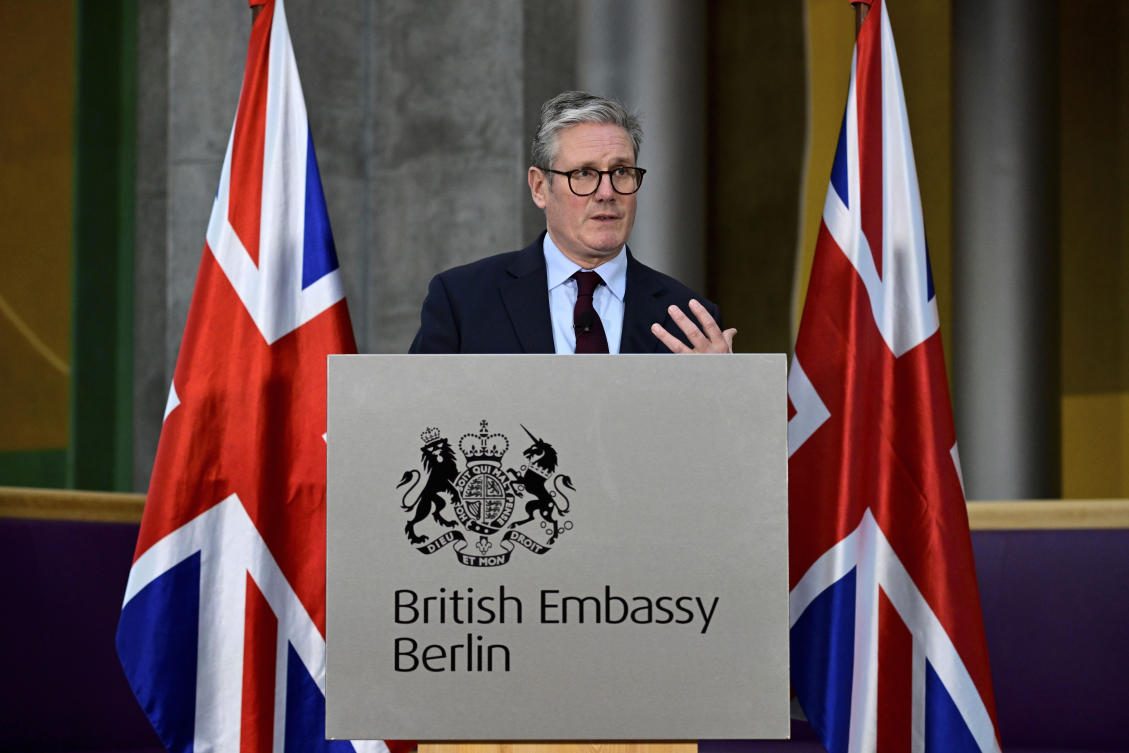British Prime Minister Keir Starmer addresses a press conference at the British Embassy in Berlin on Oct. 18, 2024. (AP)