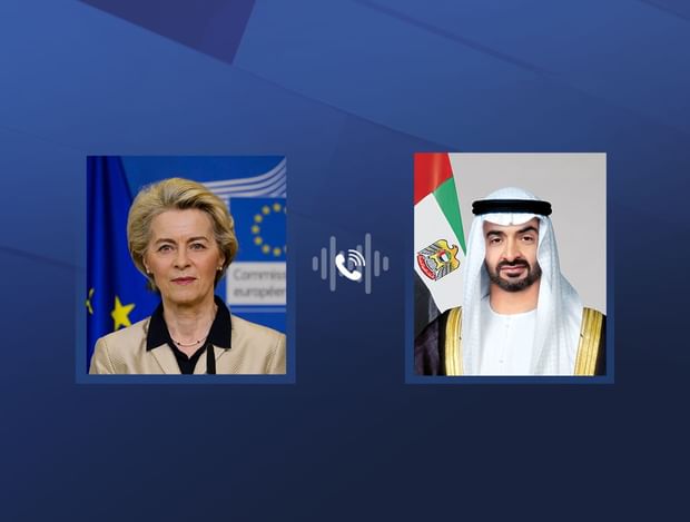UAE President Sheikh Mohamed bin Zayed Al-Nahyan and Ursula von der Leyen, President of the European Commission. (WAM)