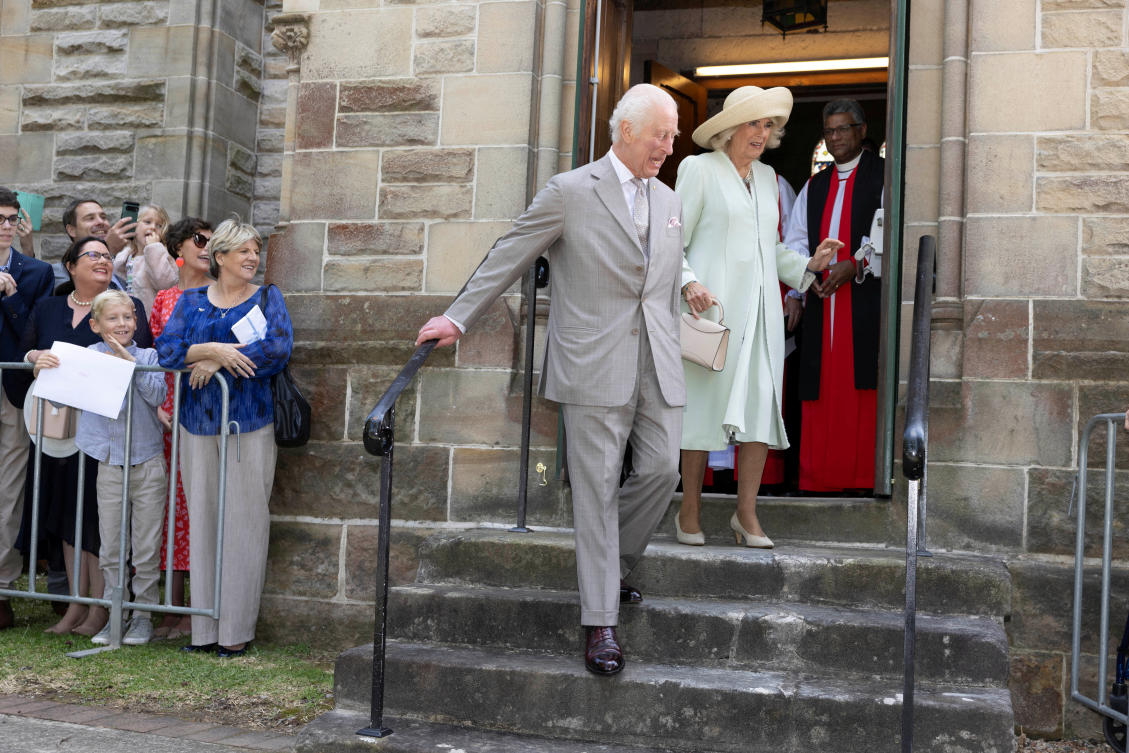Britain's King Charles and Queen Camilla attend Church on a tour of Australia St Thomas' Anglican Church, North Sydney, Australia. (Reuters)