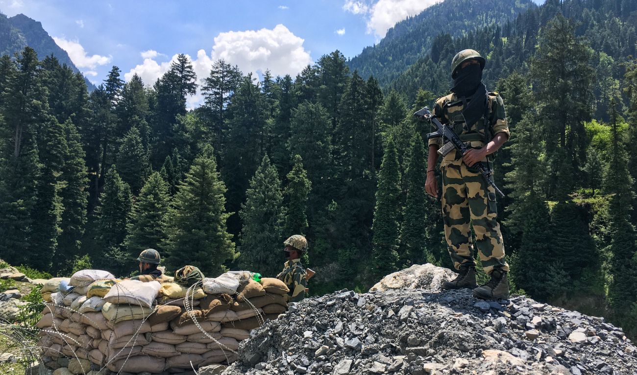 Indian Border Security Force (BSF) soldiers guard a highway leading towards Leh, bordering China, in Gagangir on June 17, 2020. (AFP/File)