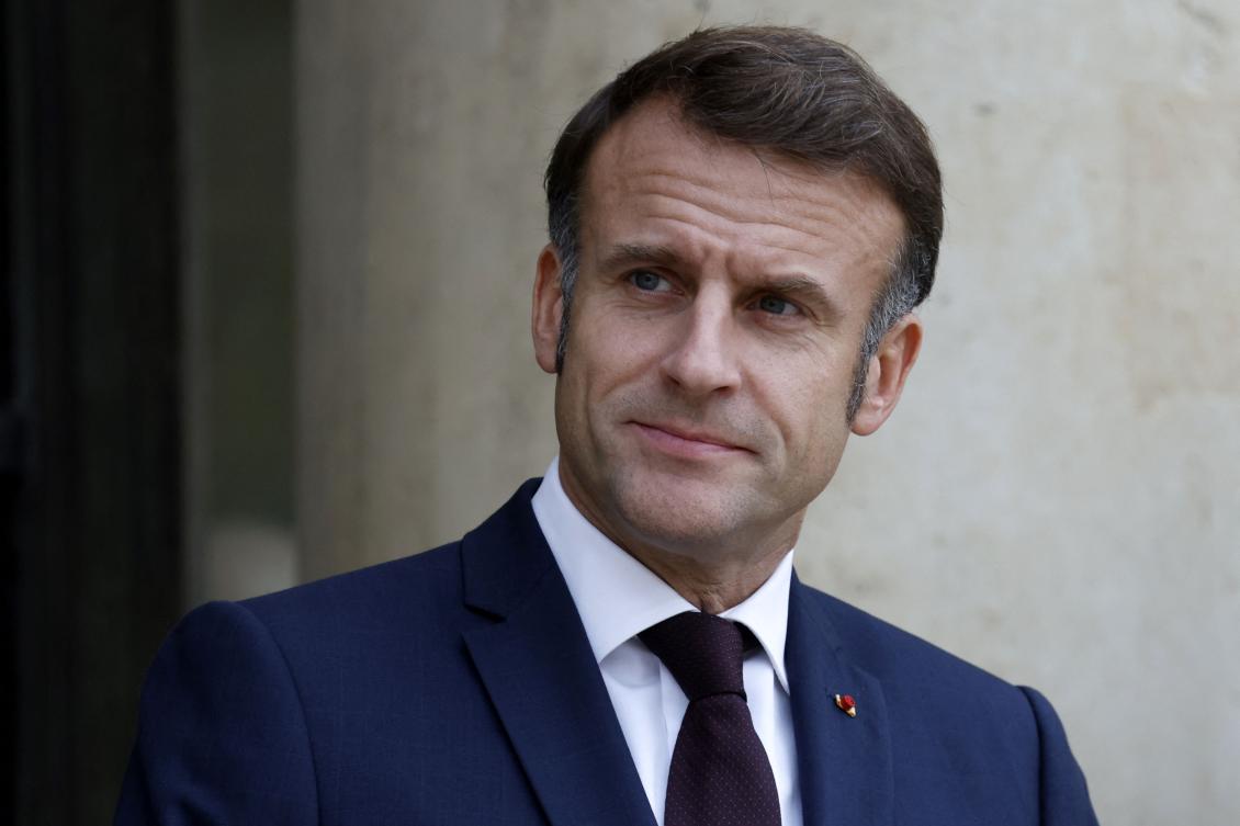 French President Emmanuel Macron can be seen at The Elysee Presidential Palace in Paris on October 21, 2024. (AFP)