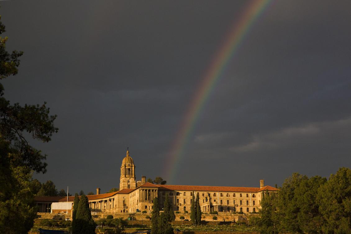 Above, a rainbow forms over the Union Buildings in Pretoria, South Africa. Taiwan has again rejected South Africa’s demand that it move its representative office to Johannesburg. (AP)