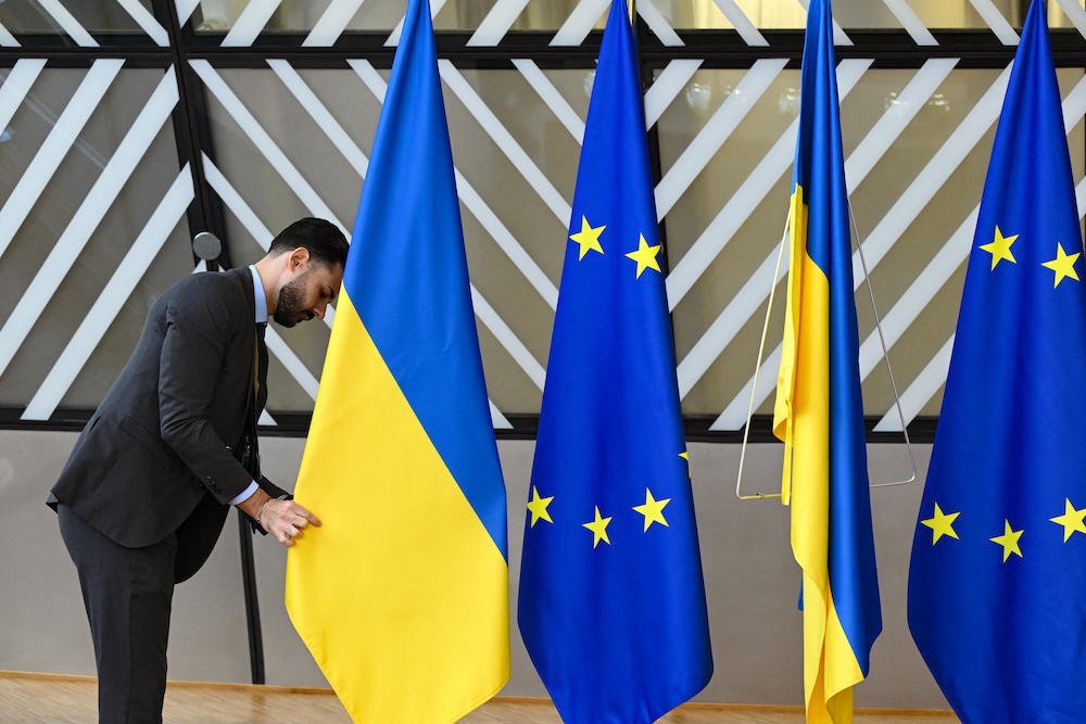 The EU loan to Ukraine is part of a bigger $50 billion initiative agreed by G7 powers in June. (AFP)