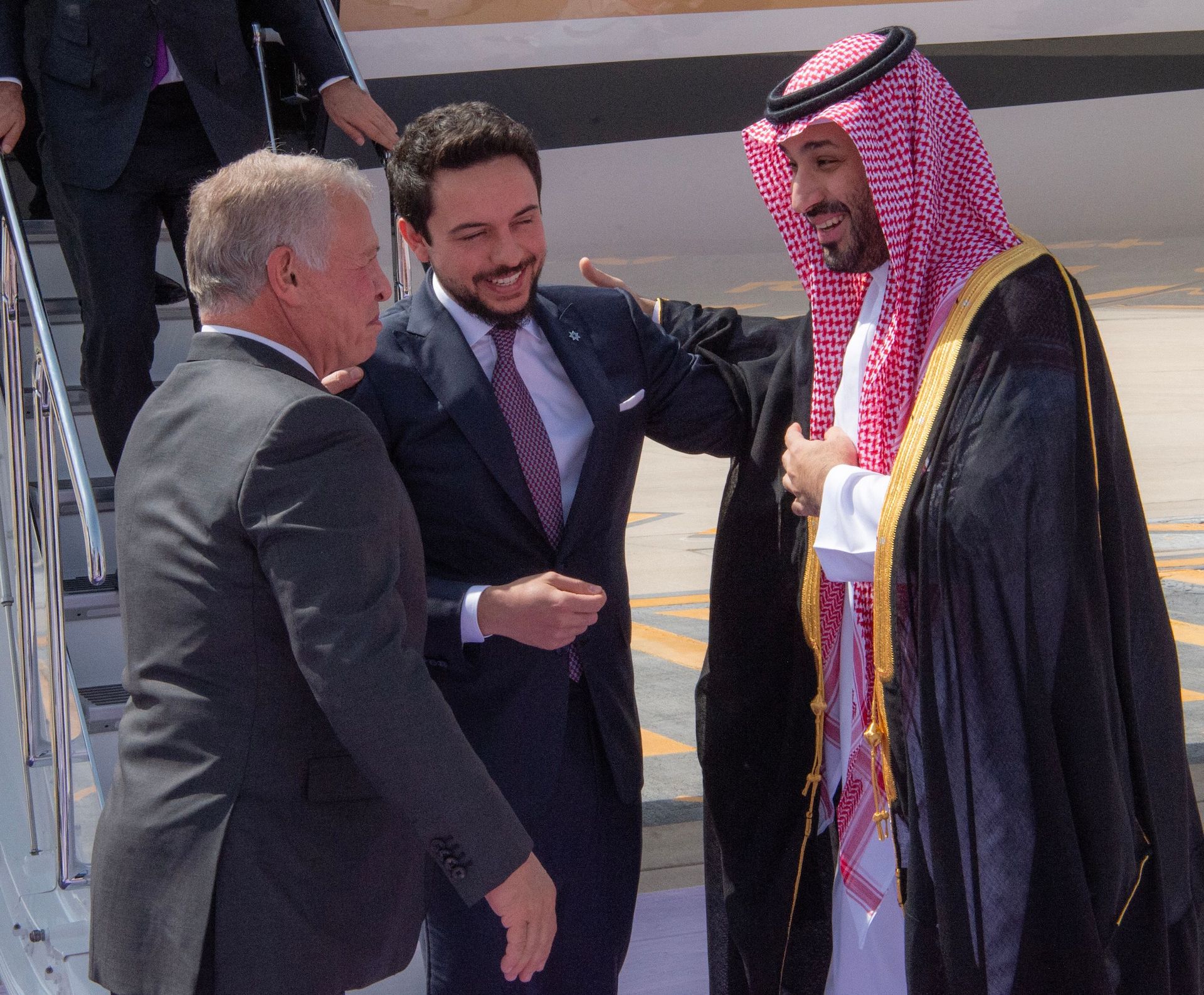 Saudi Crown Prince Mohammed bin Salman received Jordan’s King Abdullah II and Crown Prince Hussein in Riyadh. (SPA)