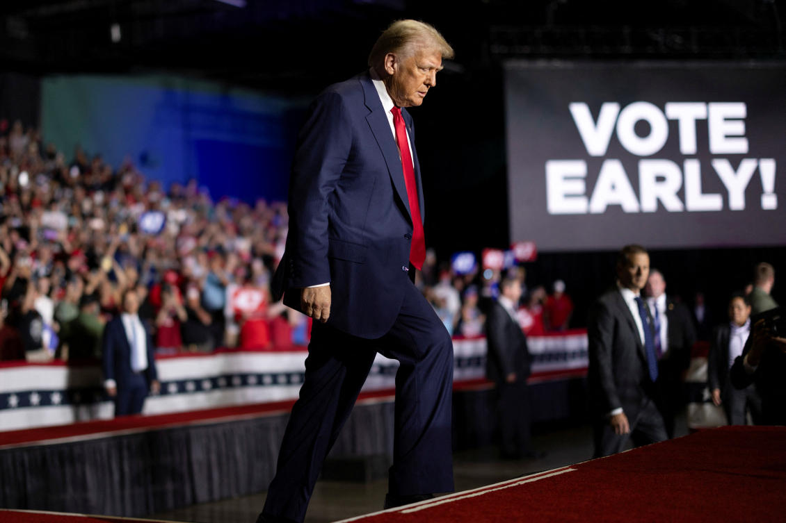 Republican presidential nominee former US President Donald Trump attends a rally in Greensboro, North Carolina. (Reuters)