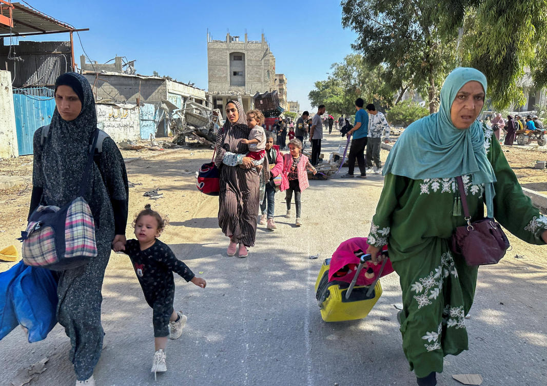 Northern Gaza residents say Israeli troops have besieged shelters, forcing displaced people to leave while rounding up many of the men. (Reuters)