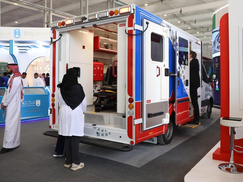 Saudi Red Crescent Authority’s pavilion at the Global Health Exhibition in Riyadh. (SPA)