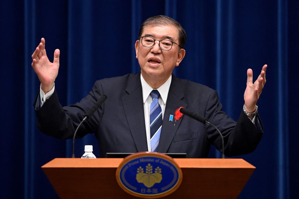 Some polls suggest that even with its junior coalition partner, the Komeito party, New Japanese Prime Minister Shigeru Ishiba will be unable to form a government without forming other alliances. (AFP)