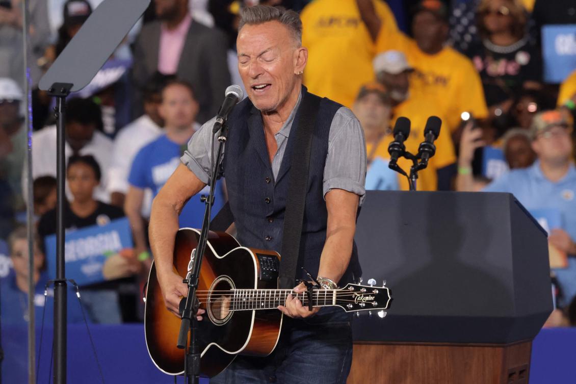 Bruce Springsteen performs during a campaign event for Democratic presidential nominee US Vice President Kamala Harris. (Getty Images/AFP)