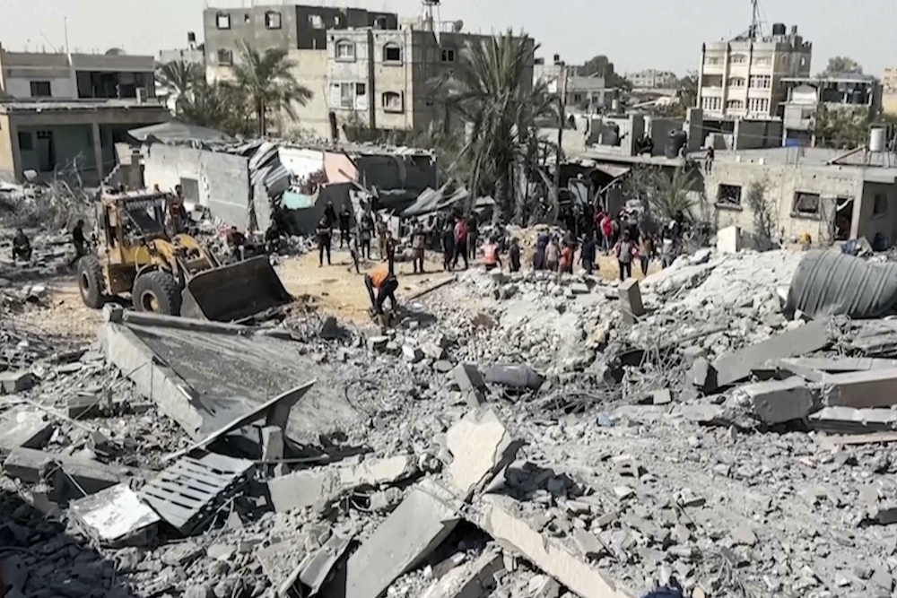 The UK’s Ministry of Defense has confirmed that intelligence gathered by Royal Air Force surveillance flights over Gaza could be shared with the International Criminal Court to support potential investigations into war crimes. (AP)