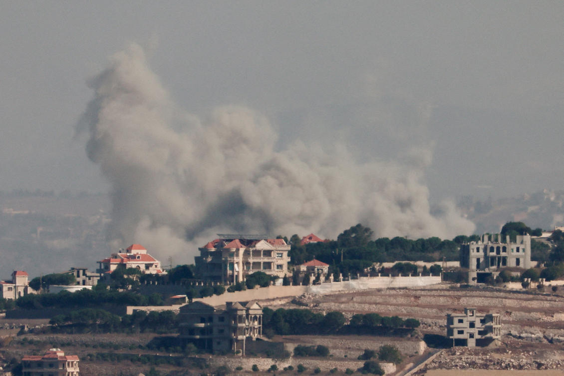 Smoke billows over southern Lebanon as seen from northern Israel on Oct. 26, 2024. (Reuters)