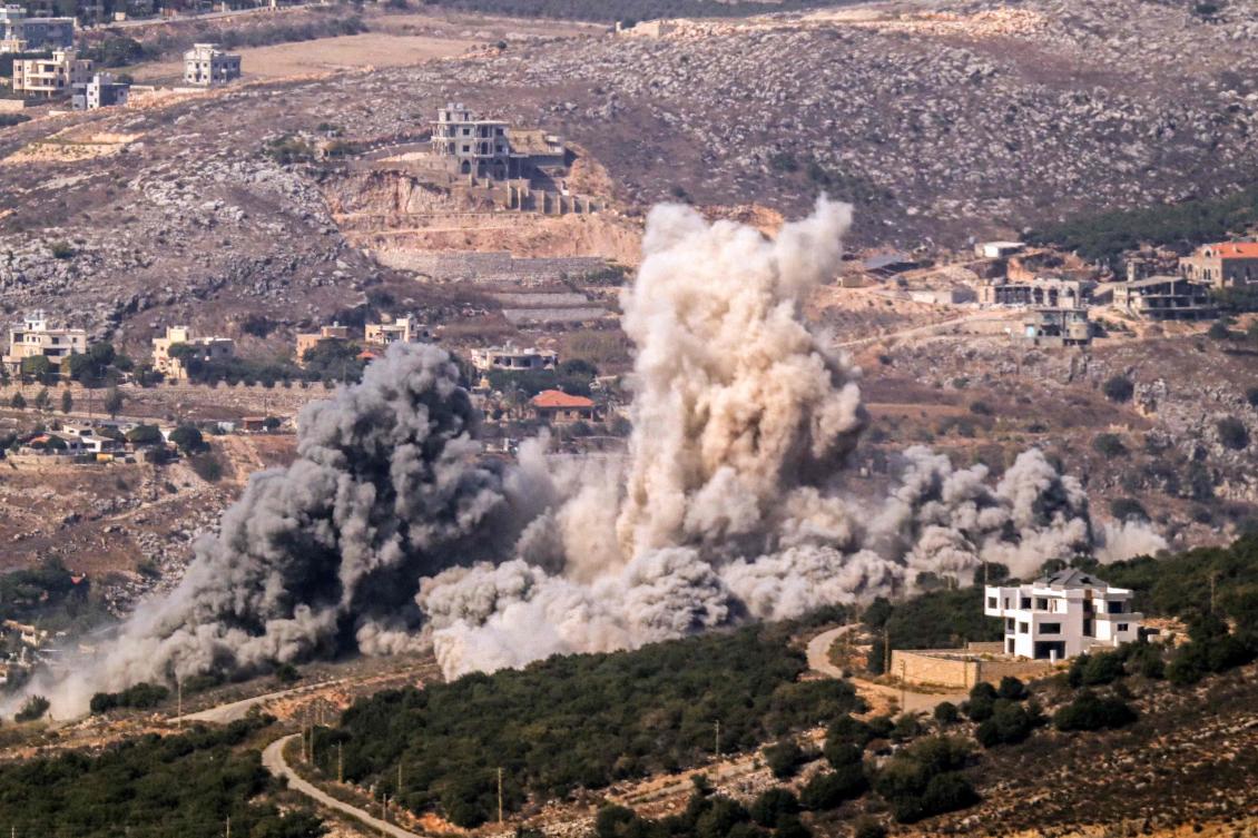 Smoke rises from the site of an Israeli airstrike that targeted the outskirts of the southern Lebanese village of Aishiyeh on Oct. 26, 2024. (AFP)