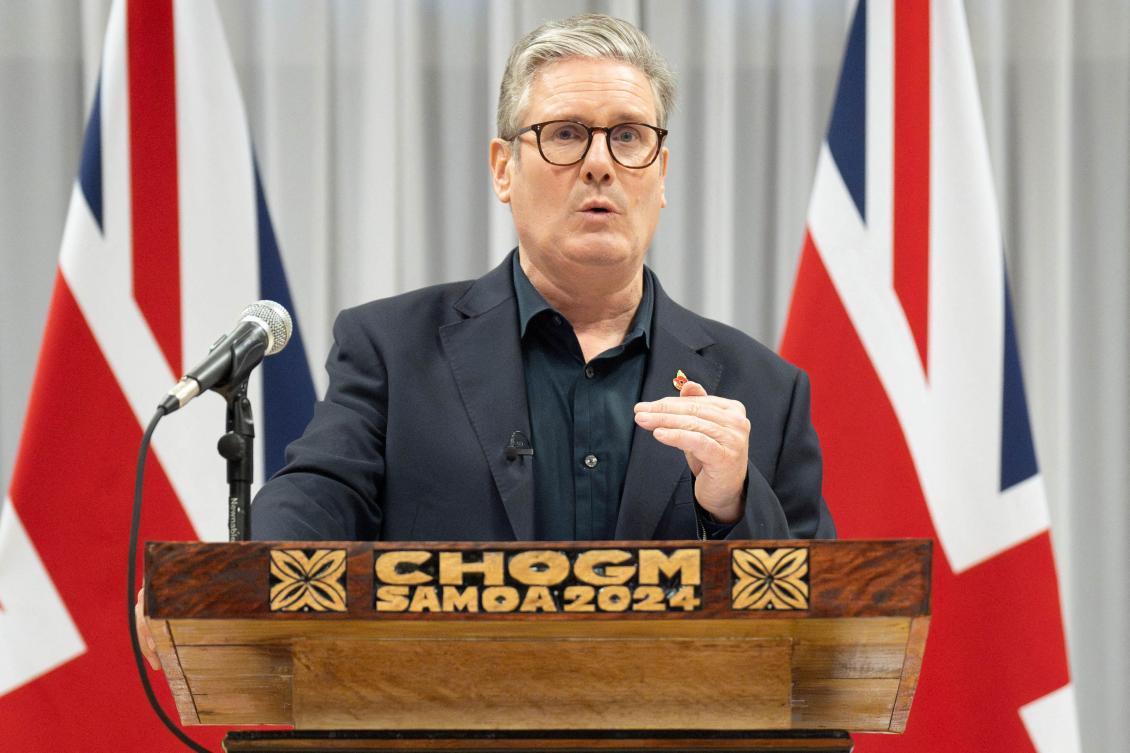 Britain's Prime Minister Keir Starmer speaks during a press conference during the Commonwealth Heads of Government Meeting (CHOGM) in Apia, Samoa on October 26, 2024. (File/AFP)