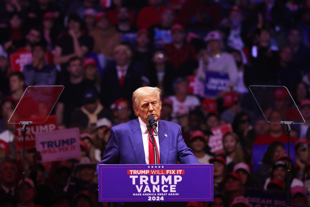 Republican presidential nominee Donald Trump speaks at a campaign rally at Madison Square Garden on Oct. 27, 2024 in New York City. (Getty Images/AFP)