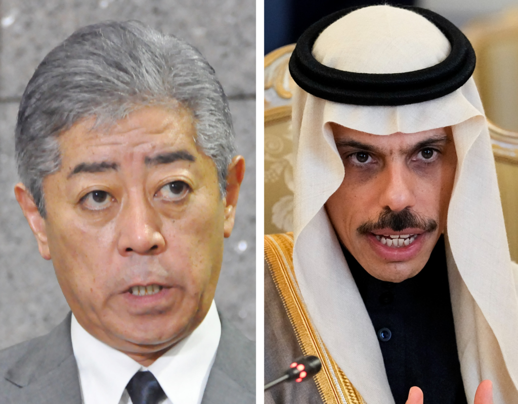 The two ministers held an exchange of views and agreed to continue to work closely together in responding to the situation in the Middle East. (Supplied)
