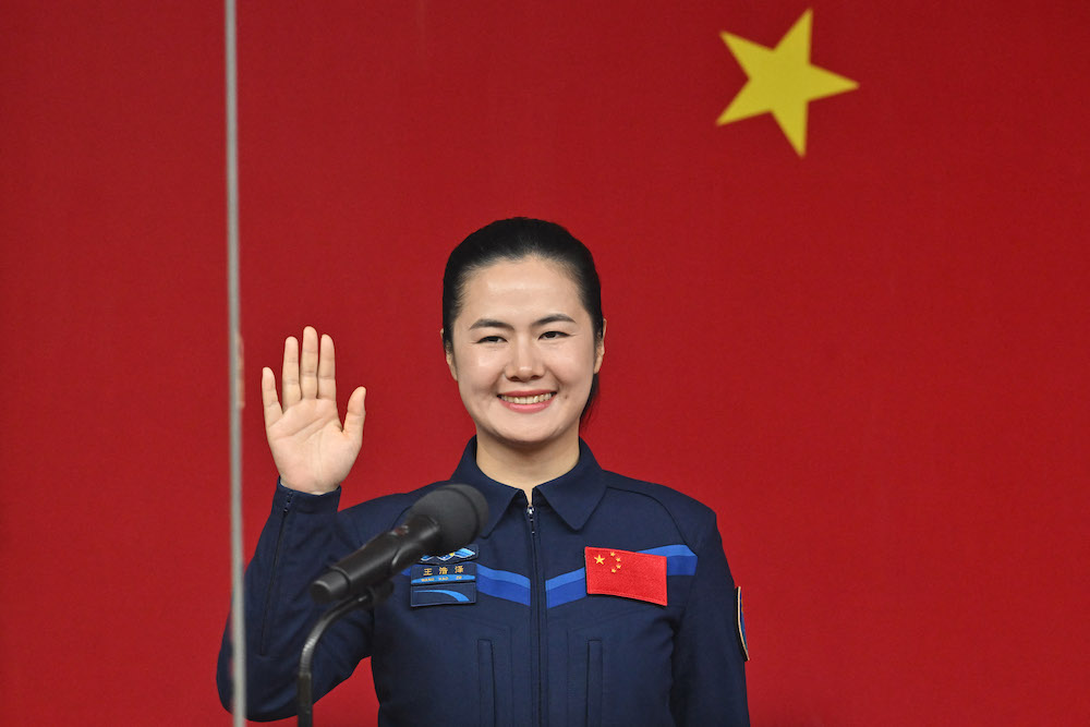 Astronaut Wang Haoze will become the third Chinese woman to take part in a crewed mission when the Shenzhou-19 team takes off from the Jiuquan Satellite Launch Center in northwest China on Oct. 30, 2024. (AFP)