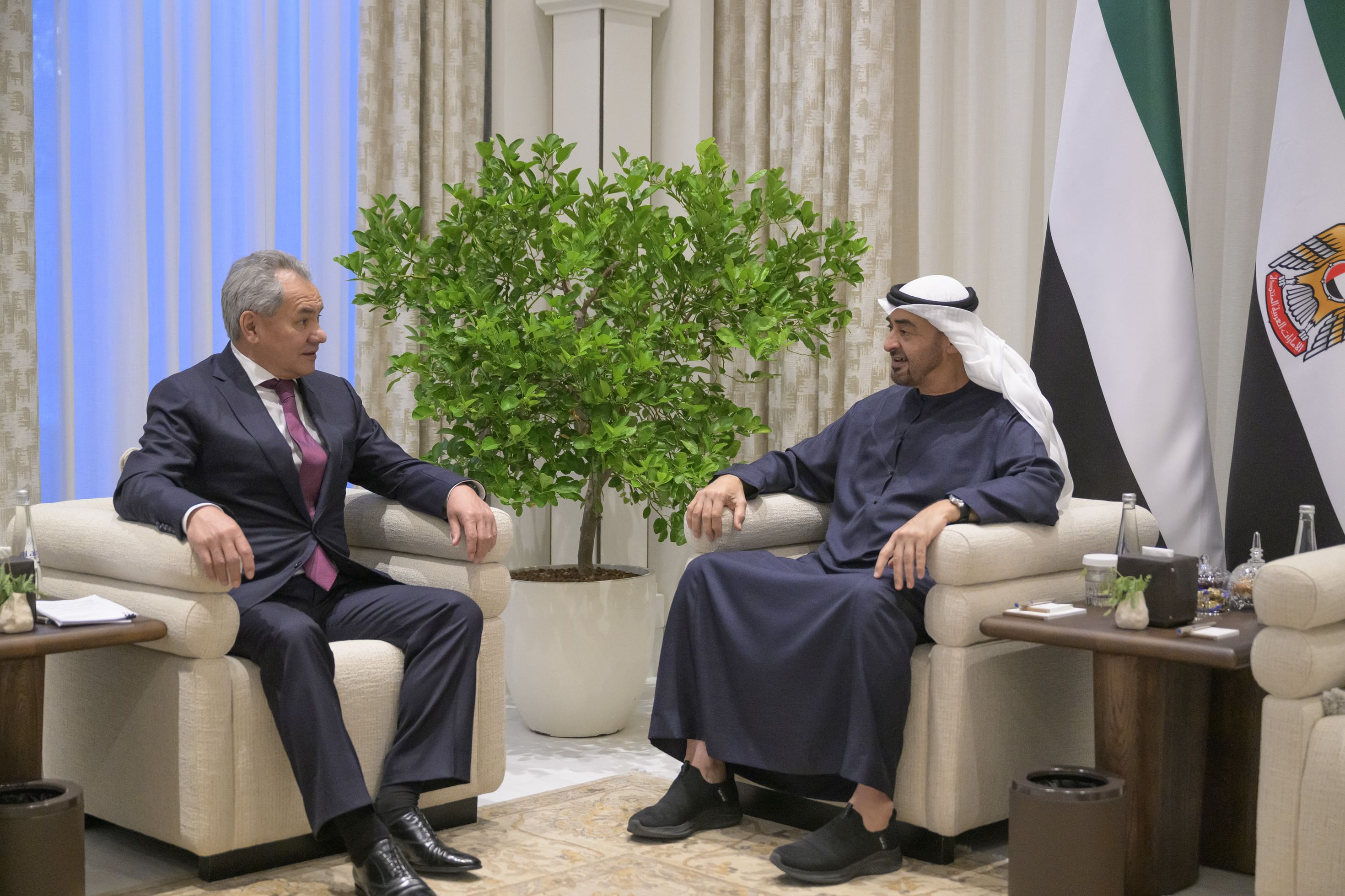 UAE President Sheikh Mohamed bin Zayed Al Nahyan met with Russian Secretary of the Security Council Sergei Shoigu in Abu Dhabi. (WAM)