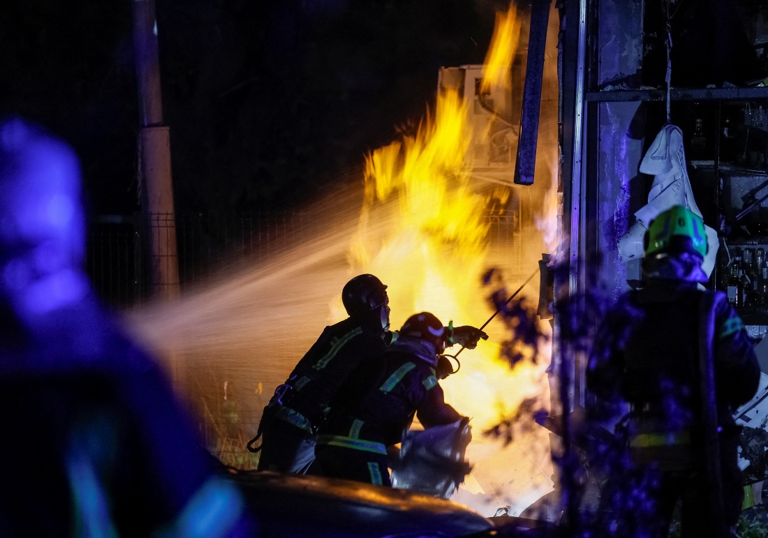Reuters witnesses heard a series of explosions in Kyiv in what sounded like air defense units in operation. (REUTERS)