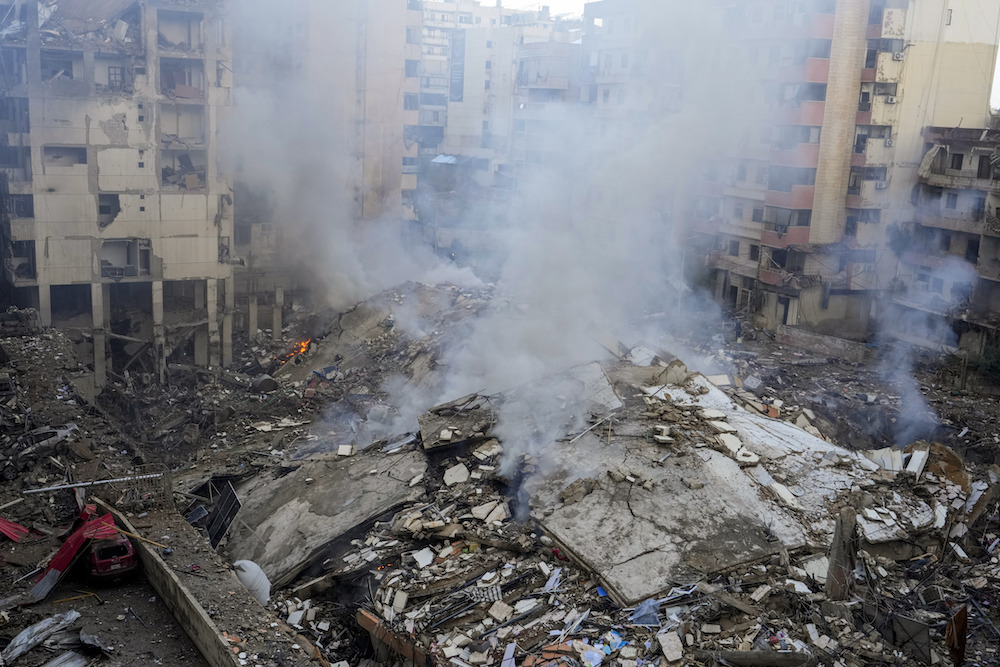 Smoke rises from the site of an Israeli airstrike in Beirut's southern suburb, Lebanon, Tuesday, Oct. 1, 2024. (AP)