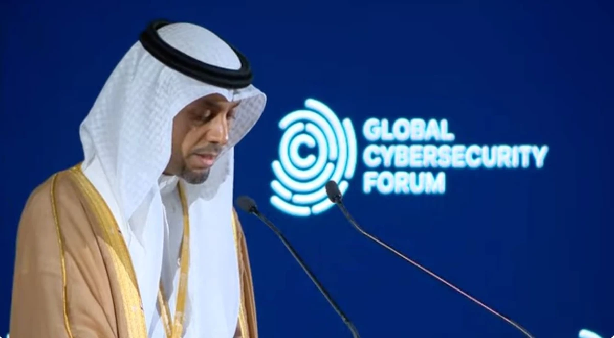 Saad Al-Aboodi, CEO of the Saudi Information Technology Co., speaking at the Global Cybersecurity Forum. AN