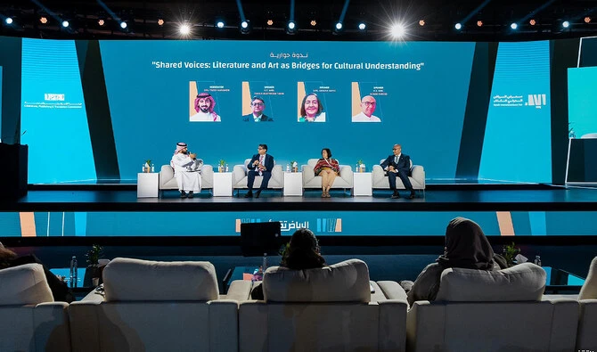 Pakistani panelists participate in “Shared Voices: Literature and Art” at the Riyadh International Book Fair. (X/@RyBookFair)
