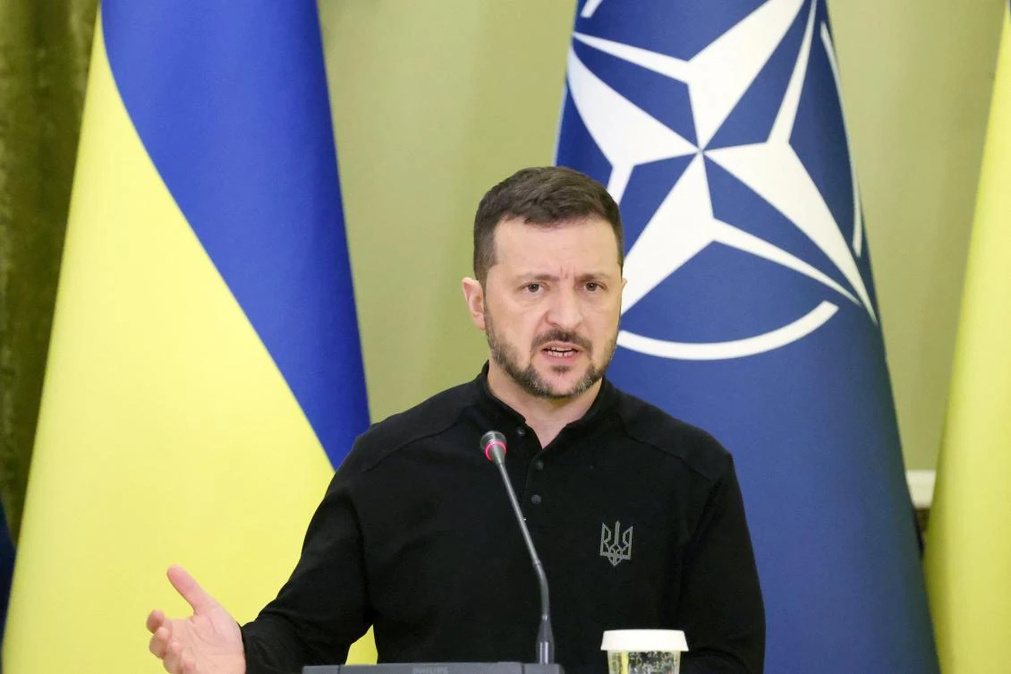 Ukrainian president Volodymyr Zelensky said he would present ‘clear, concrete steps toward a just end of the war.’ (AFP)