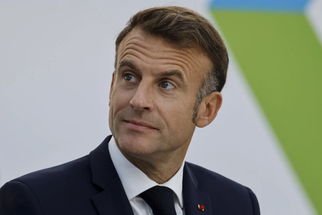 French president Emmanuel Macron attends the first working session of the 19th Francophonie Summit, at the Grand Palais in Paris, Oct. 5, 2024. (AP)