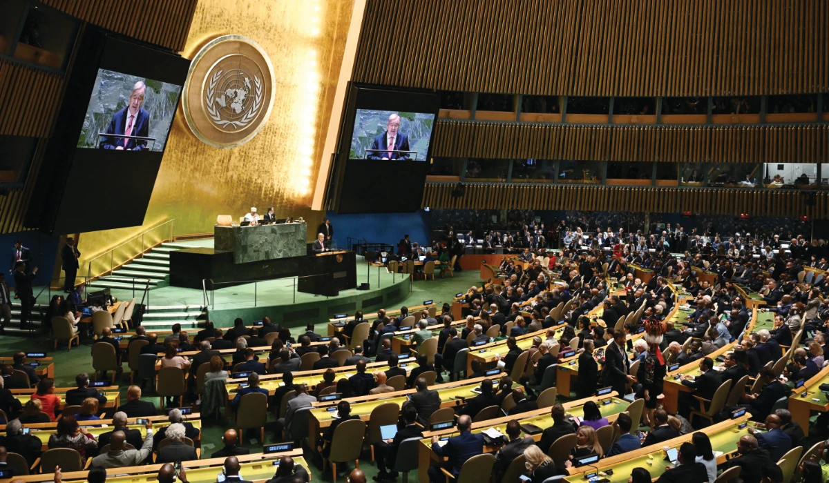 UN Secretary-General Antonio Guterres speaks during the 79th Session of the United Nations General Assembly on September 24, 2024. (AFP)