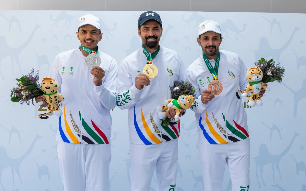 Shooter Suaar Al-Dosari wins gold in 10-meter air pistol competition at Saudi Games